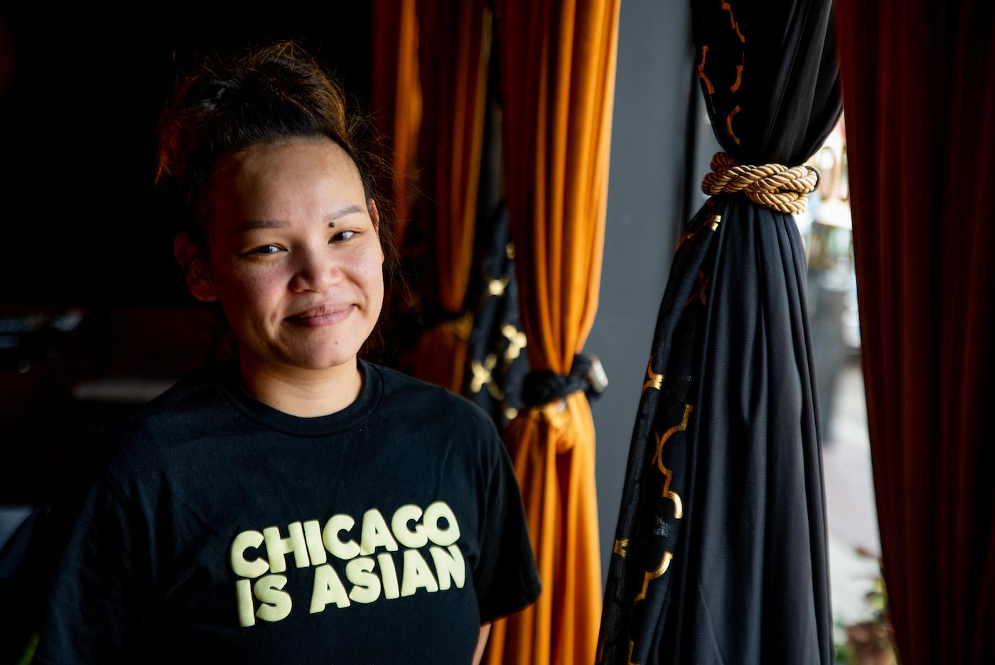 Mona Sang at her restaurant, Khmai Fine Dining in Chicago's Rogers Park