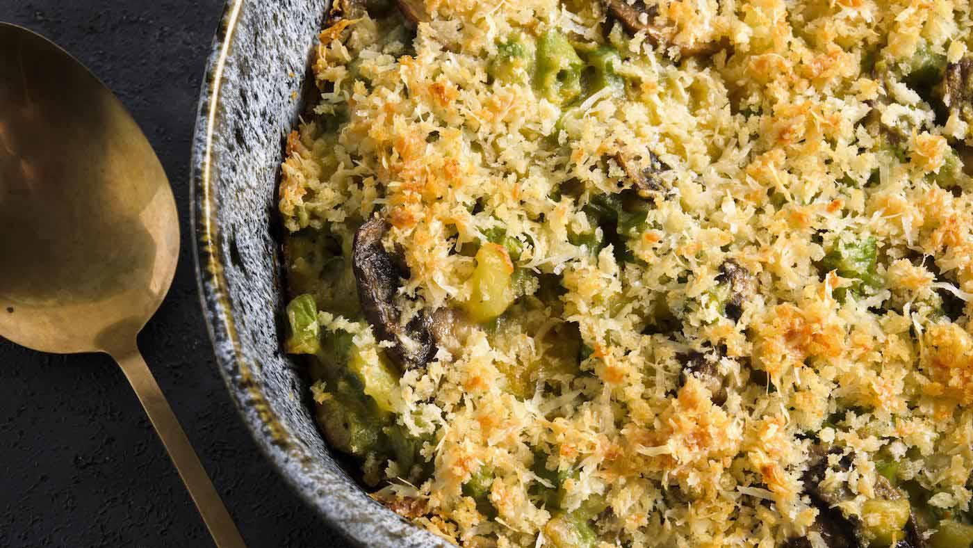 Ligurian Potato, Green Bean, and Mushroom Gratin
