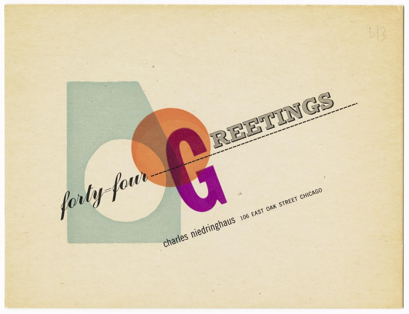 A greeting card sent by Charles Niedringhaus around 1944