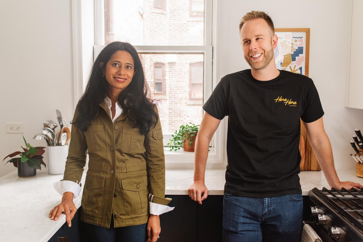 Disha Gulati and Nick Florek, the co-founders of Here Here Market