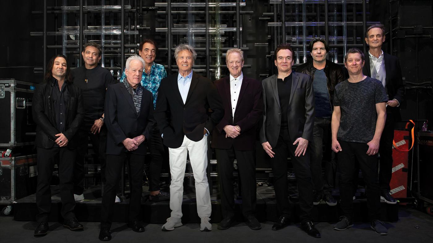 The band Chicago lined up for a portrait