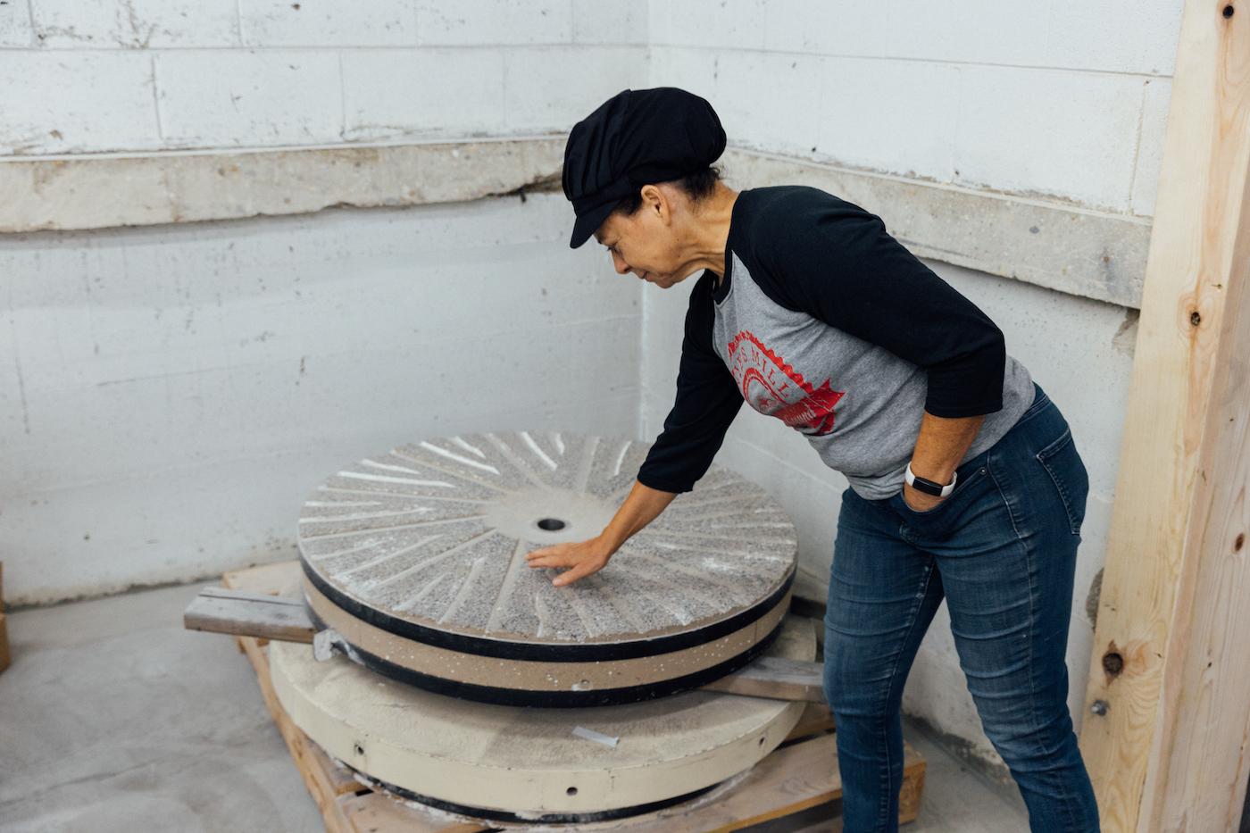Jill Brockman-Cummings feels a grindstone