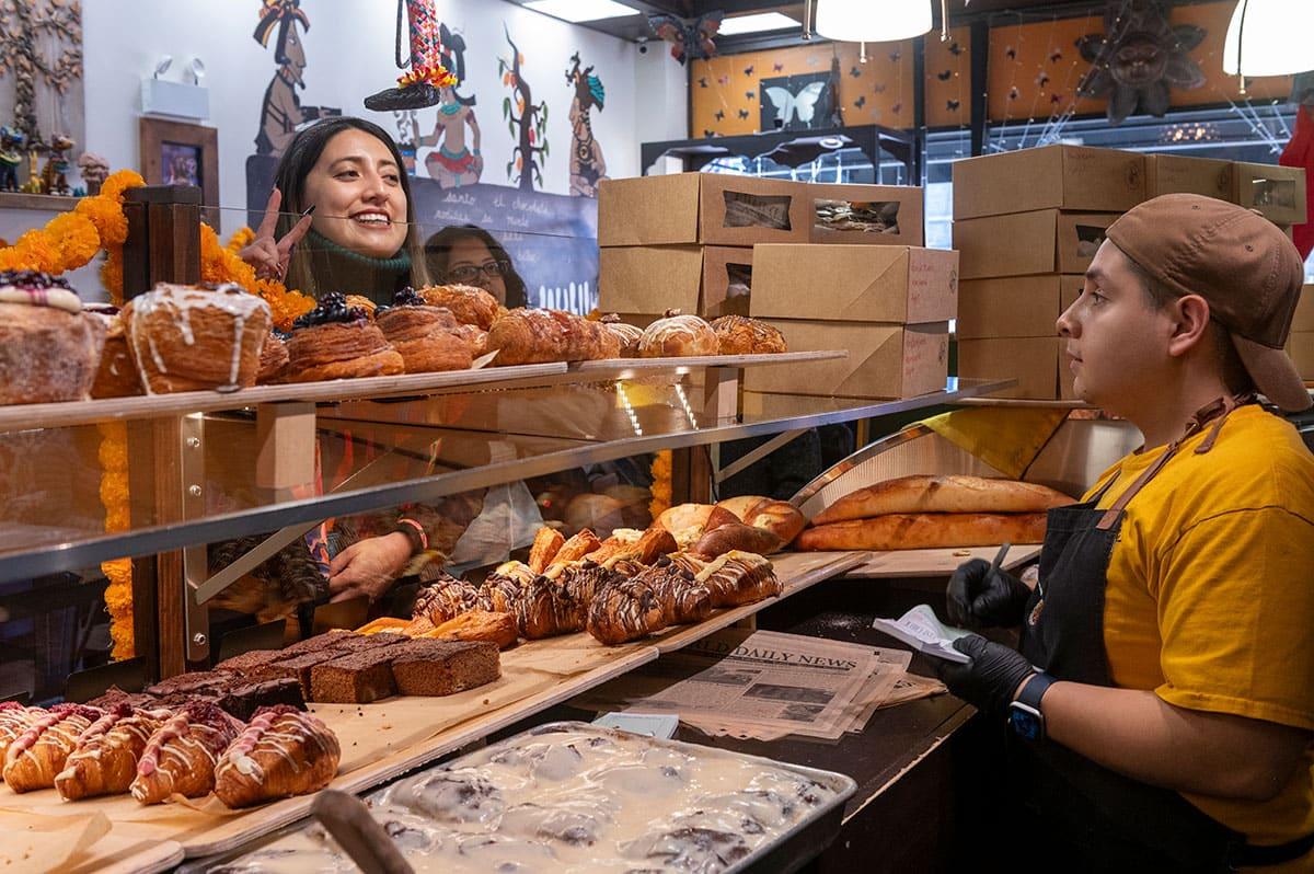 Woman ordering at counter