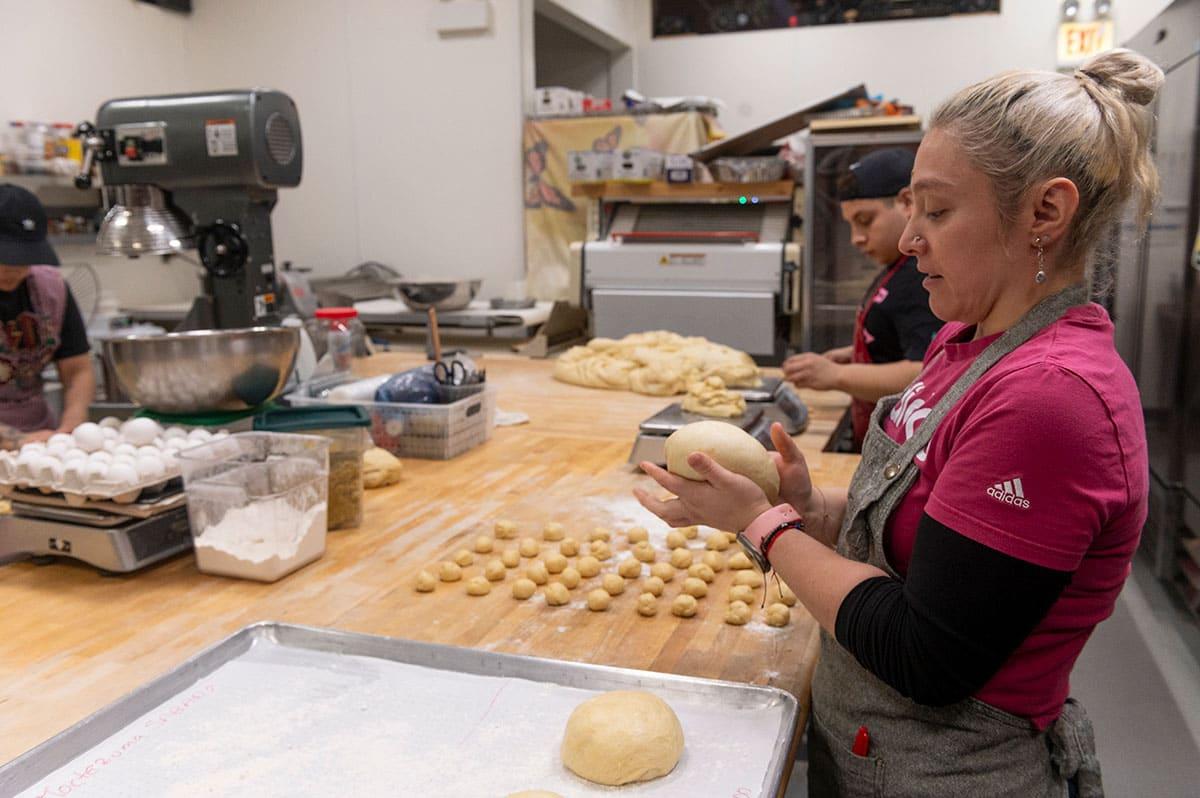 Lizette holding dough 