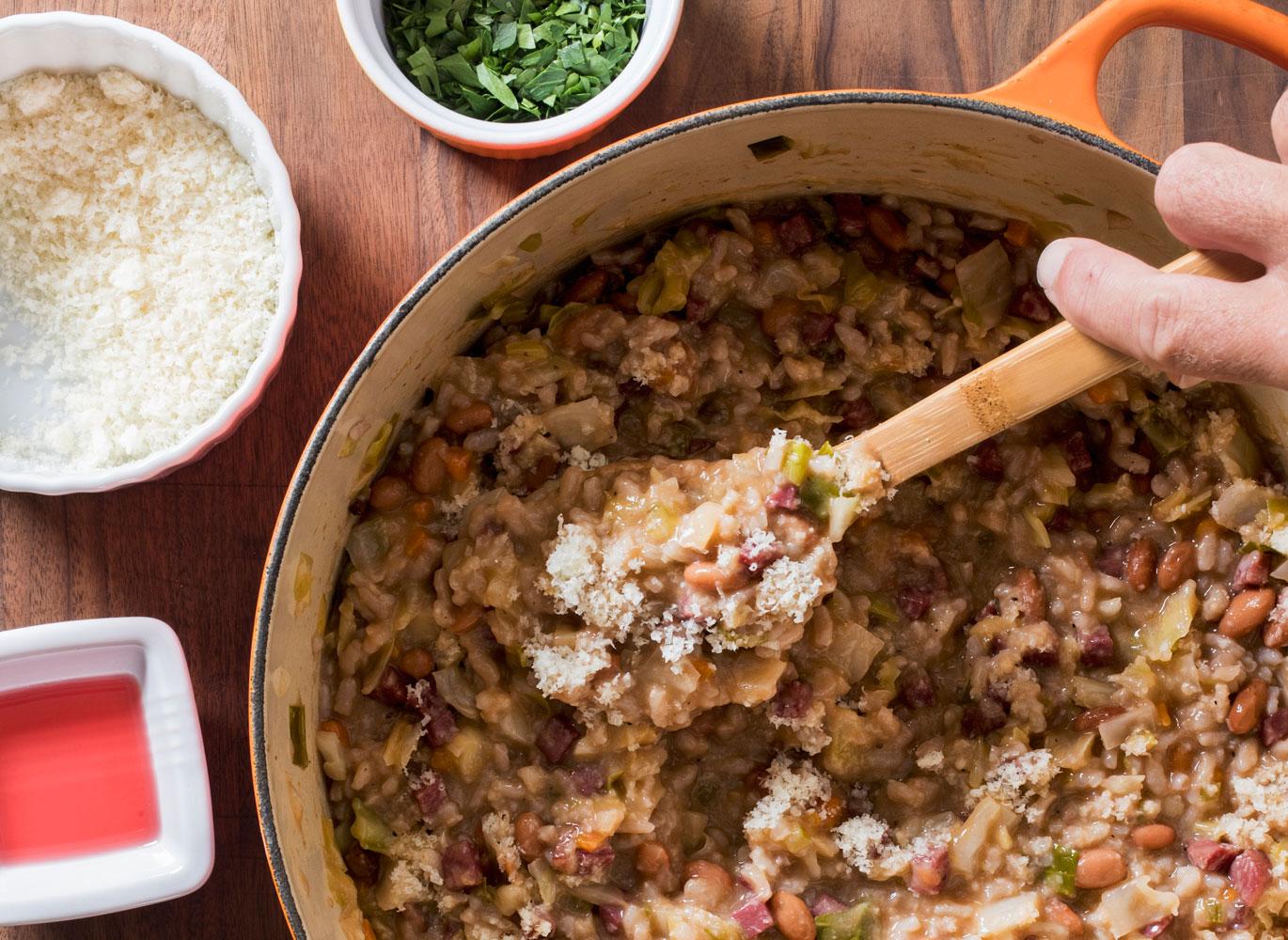 Paniscia (Red Wine Risotto with Beans)