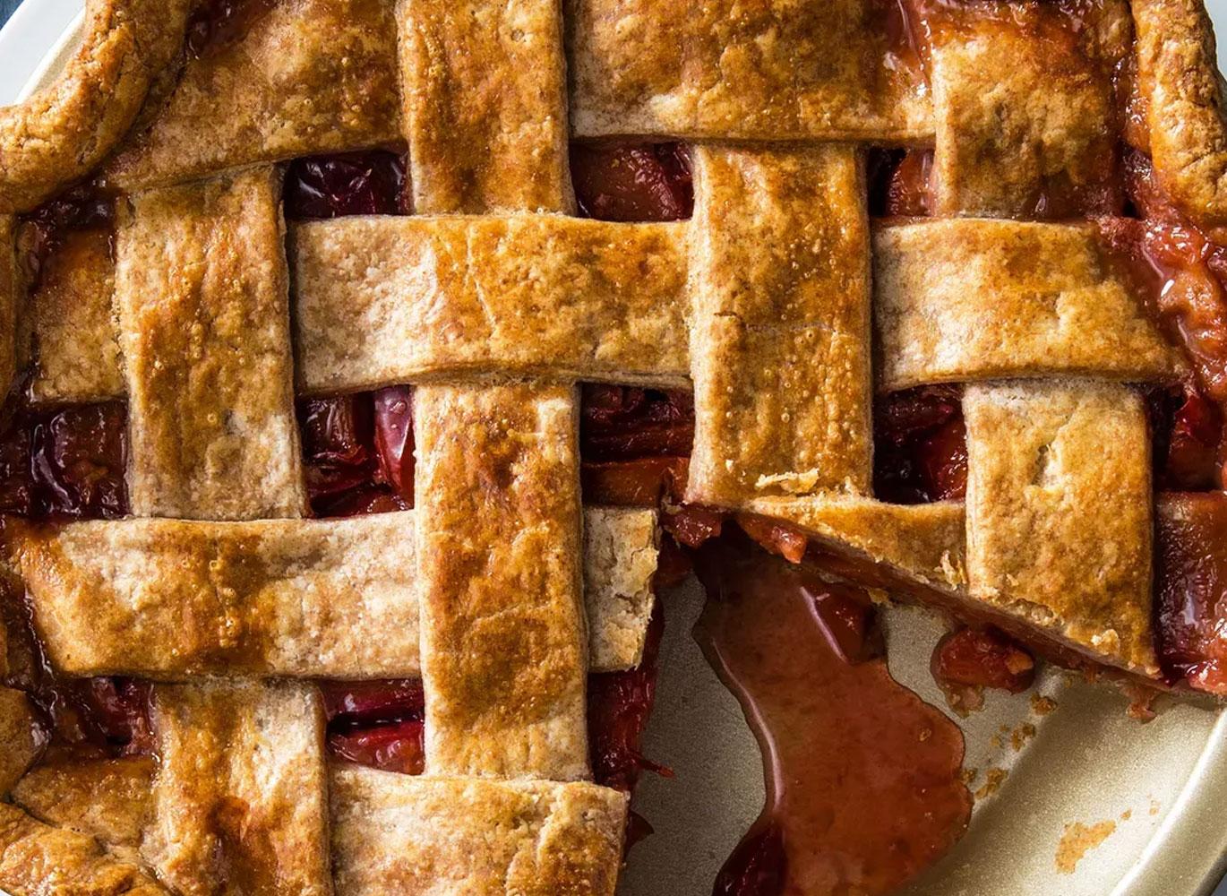Plum-Ginger Pie with Whole-Wheat Lattice-Top Crust