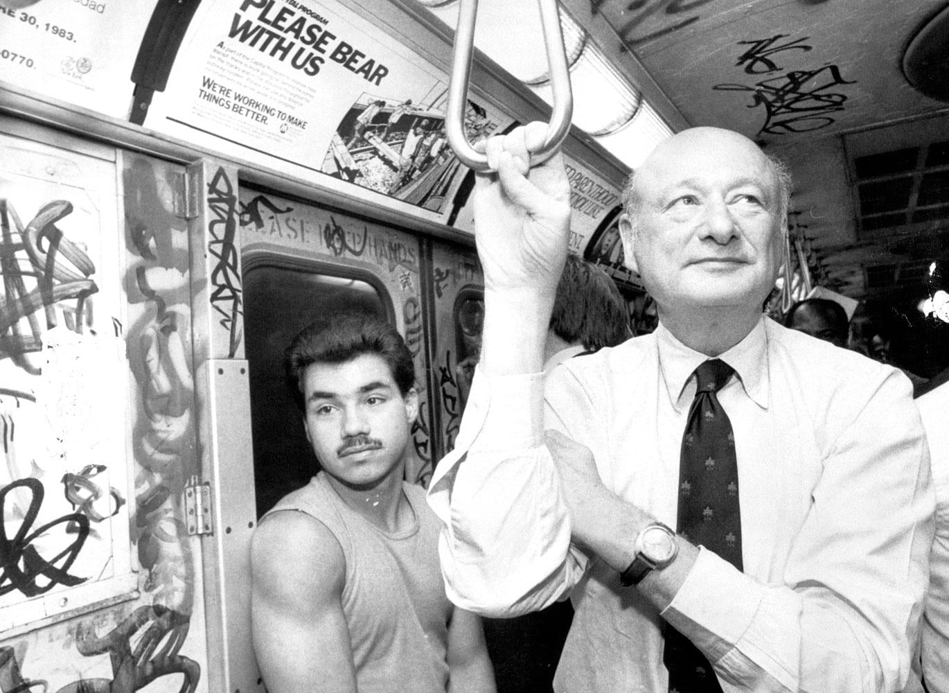 Mayor Ed Koch on the NY subway