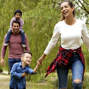 Family taking a walk.