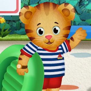 Daniel Tiger with his little pool raft.