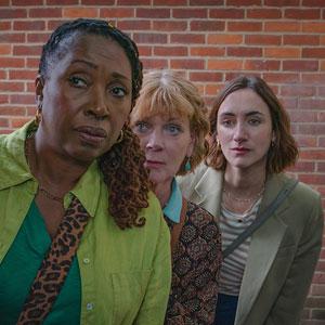 Jo Martin as Suzie Harris, Samantha Bond as Judith Potts, and Cara Horgan as Becks Starling