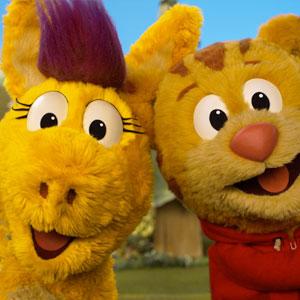 Donkey Hodie and Daniel Tiger meet in a special crossover episode. Credit: Fred Rogers Productions