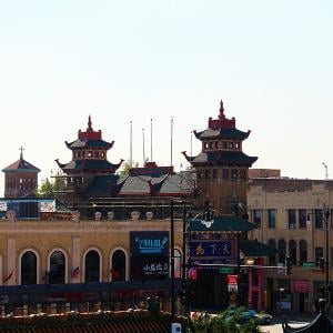 A view of Chicago's Chinatown from above