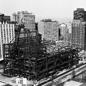 Construction on the future Hancock Center in 1967 Credit: ST-13002184-0004, Chicago Sun-Times collection, Chicago History Museum
