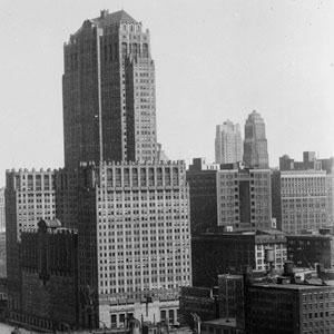 A new book explores Chicago's Art Deco skyscrapers, including the Daily New Building, Merchandise Mart, and Civic Opera House, seen here circa 1932. The LaSalle-Wacker Building and Trustees System Service Building are also visible in the distance on the right. Credit: DN-0010137A, Chicago Sun-Times/Chicago Daily News collection, Chicago History Museum