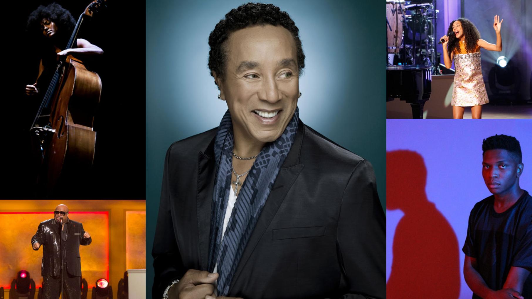 (Courtesy of: the artist; Nick Spanos; Library of Congress, Photo by Shawn Miller; the artist; Cable Risdon Photography) Esperanza Spalding, Smokey Robinson, Corinne Bailey Rae, Gallant, Cee-Lo Green. (Courtesy of: the artist; Nick Spanos; Library of Congress, Photo by Shawn Miller; the artist; Cable Risdon Photography)
