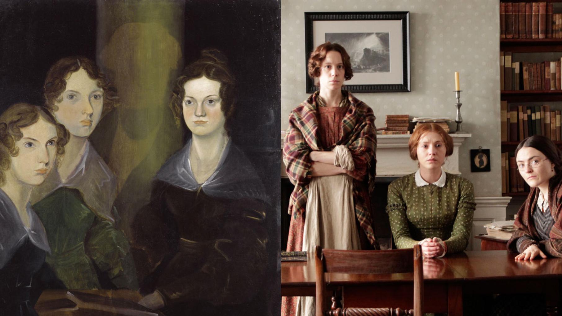 Branwell Bronte's portrait of his three sisters alongside the actors who portray them in 'To Walk Invisible.' (Courtesy of Michael Prince/BBC and MASTERPIECE) Branwell Bronte's portrait of his three sisters alongside the actors who portray them in 'To Walk Invisible.' (Courtesy of Michael Prince/BBC and MASTERPIECE)