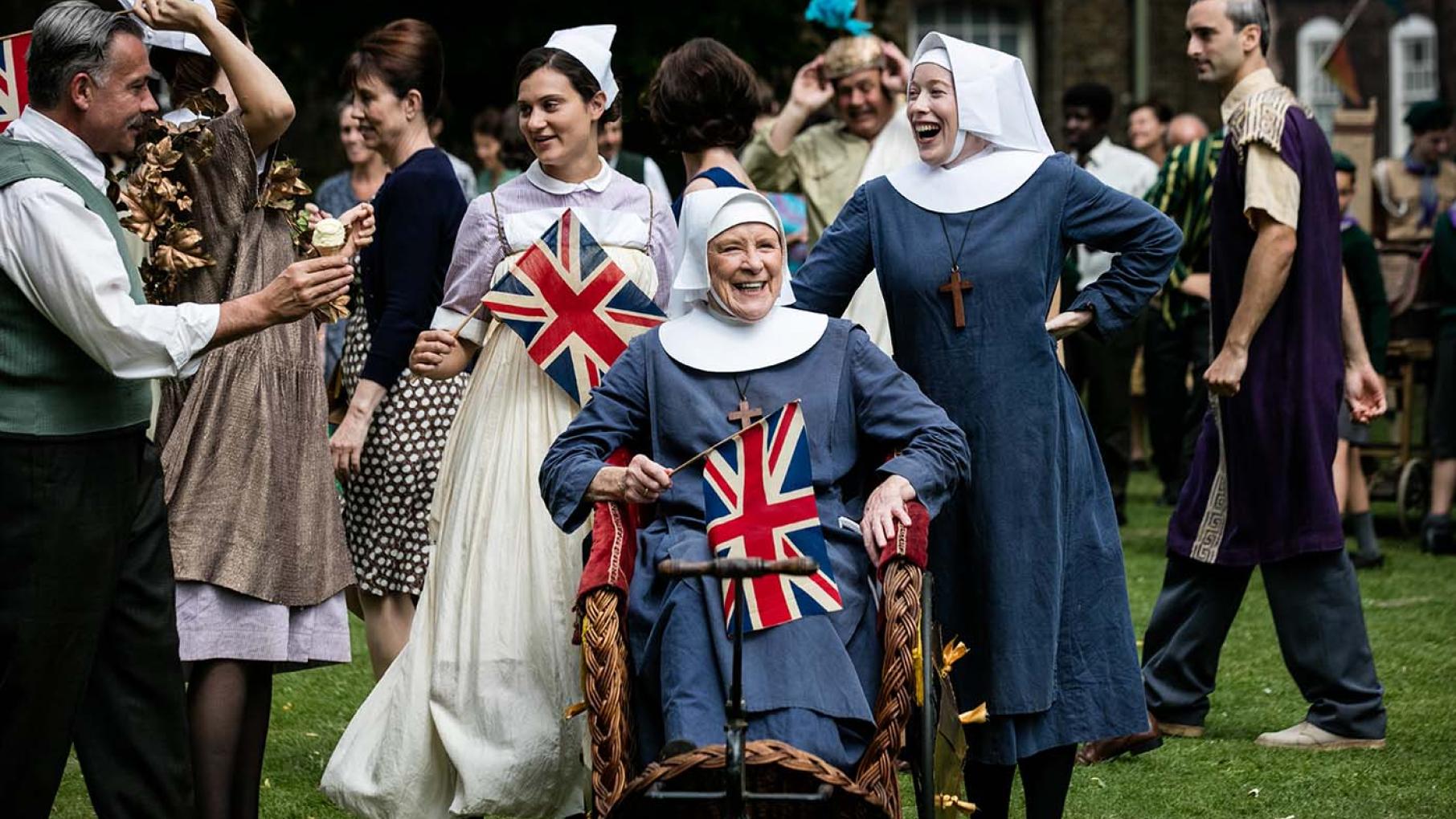 The Nonnatans and people of Poplar enjoy a "chariot race." Photo: Neal Street Productions 2016 Judy Parfitt as Sister Monica Joan, Victoria Yeates as Sister Winifred in 'Call the Midwife.' Photo: Neal Street Productions 2016