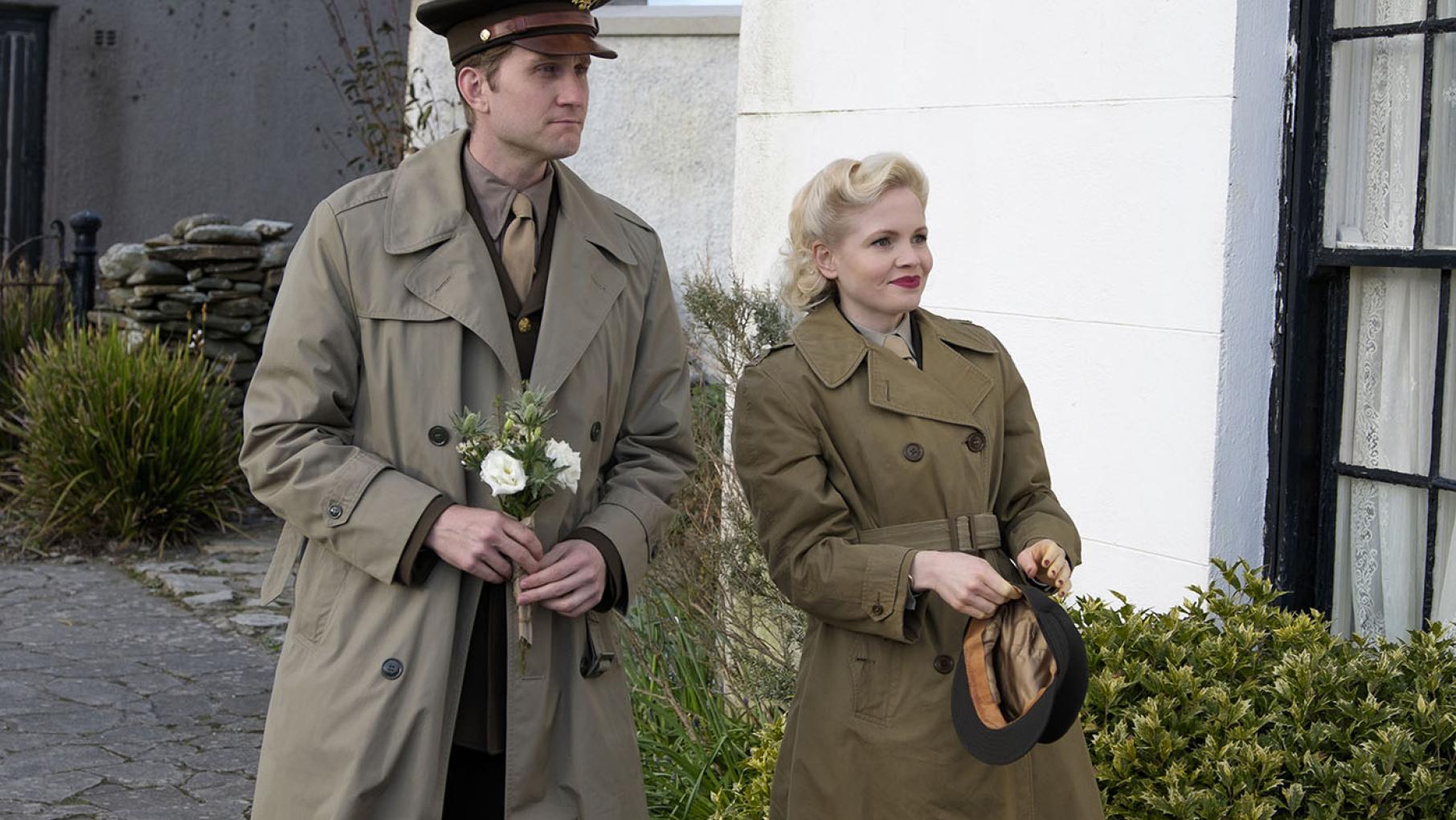Nurse Tillie helps deflect unwanted attention from Captain Dreyfuss. Photo: Steffan Hill/BBC 2016 for MASTERPIECE My Mother and Other Strangers. Photo: Steffan Hill/BBC 2016 for MASTERPIECE