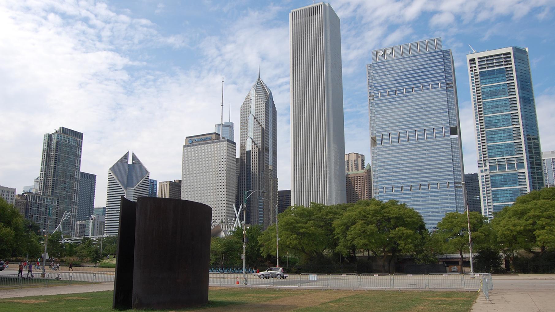 Richard Serra's 'Reading Cones' in Grant Park. Richard Serra's 'Reading Cones' in Chicago's Grant Park.