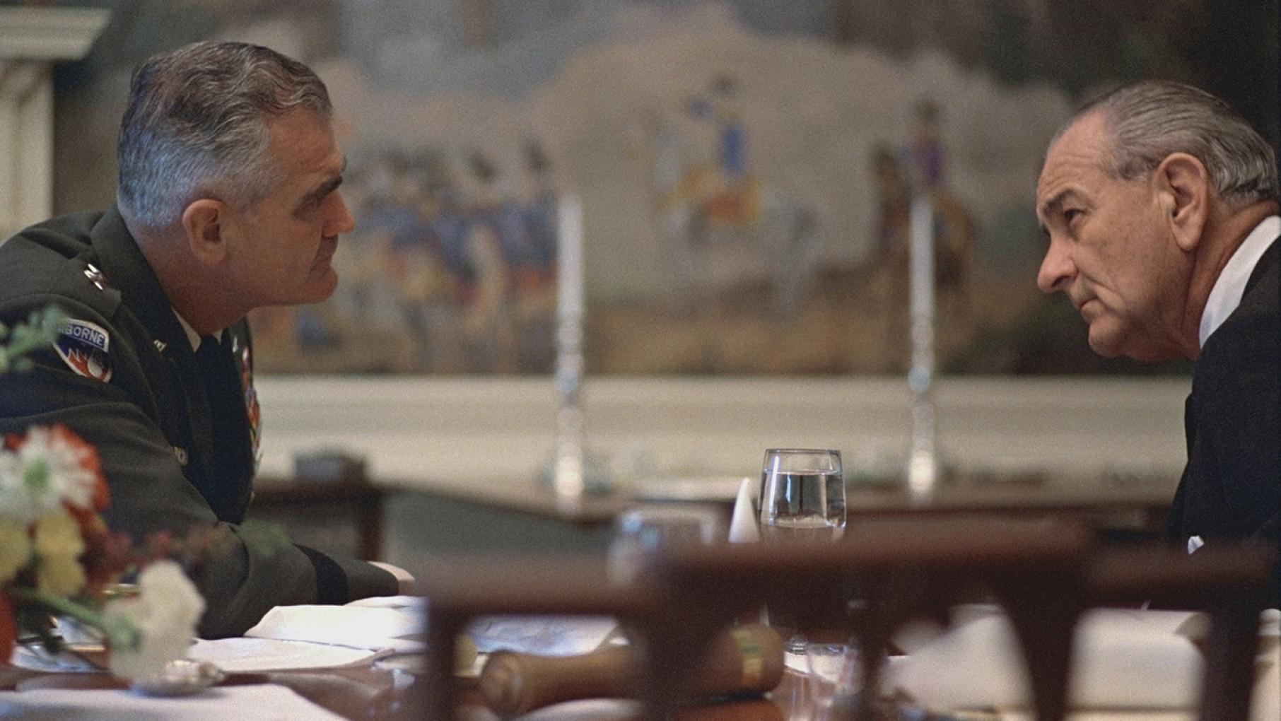 General William Westmoreland and President Lyndon B. Johnson. April 4, 1968. Photo: Lyndon B. Johnson Presidential Library, Audiovisual Archives