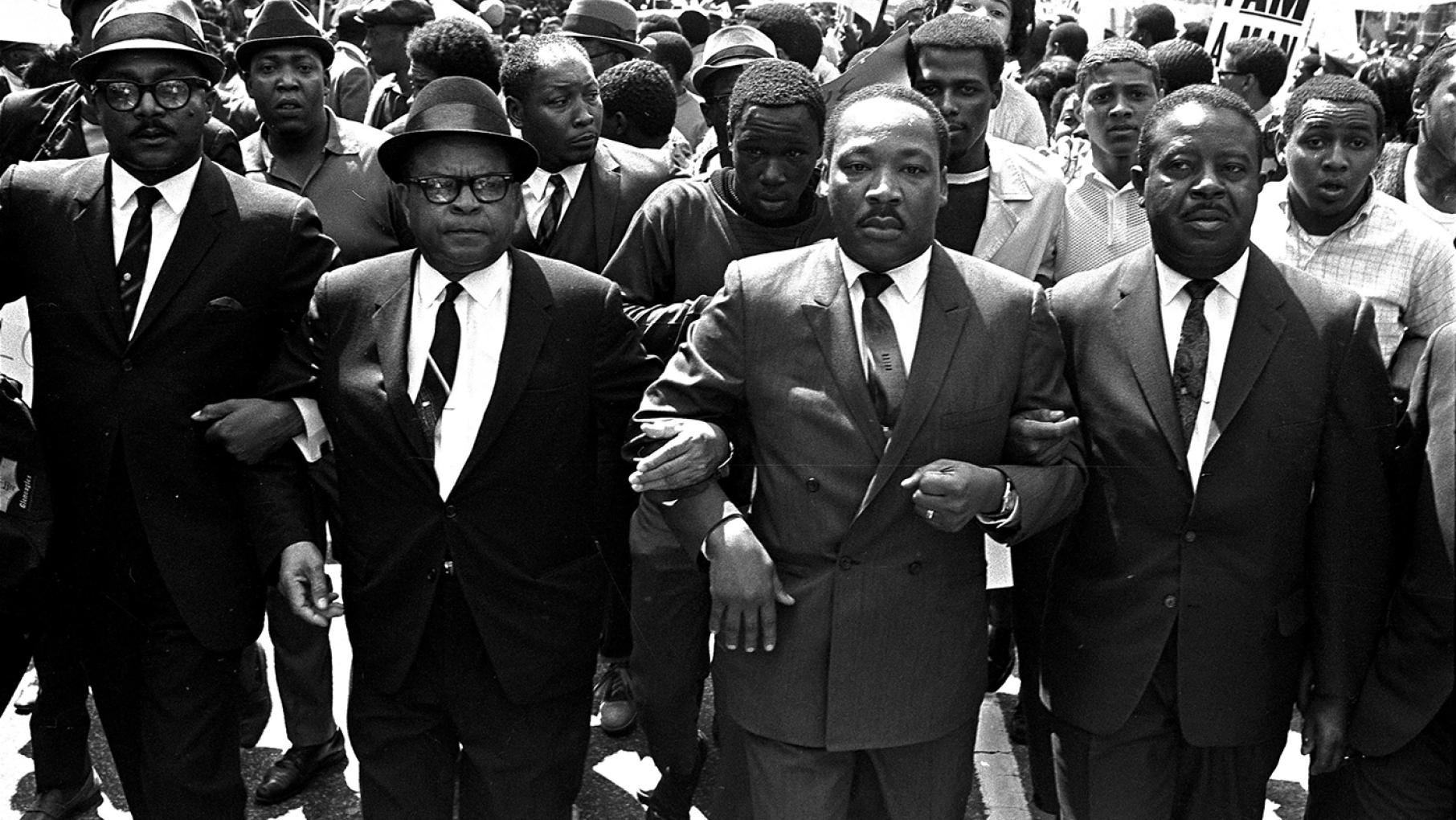 The Rev. Ralph Abernathy, right, and Bishop Julian Smith, left, flank Dr. Martin Luther King, Jr., during a civil rights march in Memphis, Tenn., March 28, 1968. Photo: AP Photo/Jack Thornell The Rev. Ralph Abernathy, right, and Bishop Julian Smith, left, flank Dr. Martin Luther King, Jr., during a civil rights march in Memphis, Tenn., March 28, 1968. AP Photo/Jack Thornell