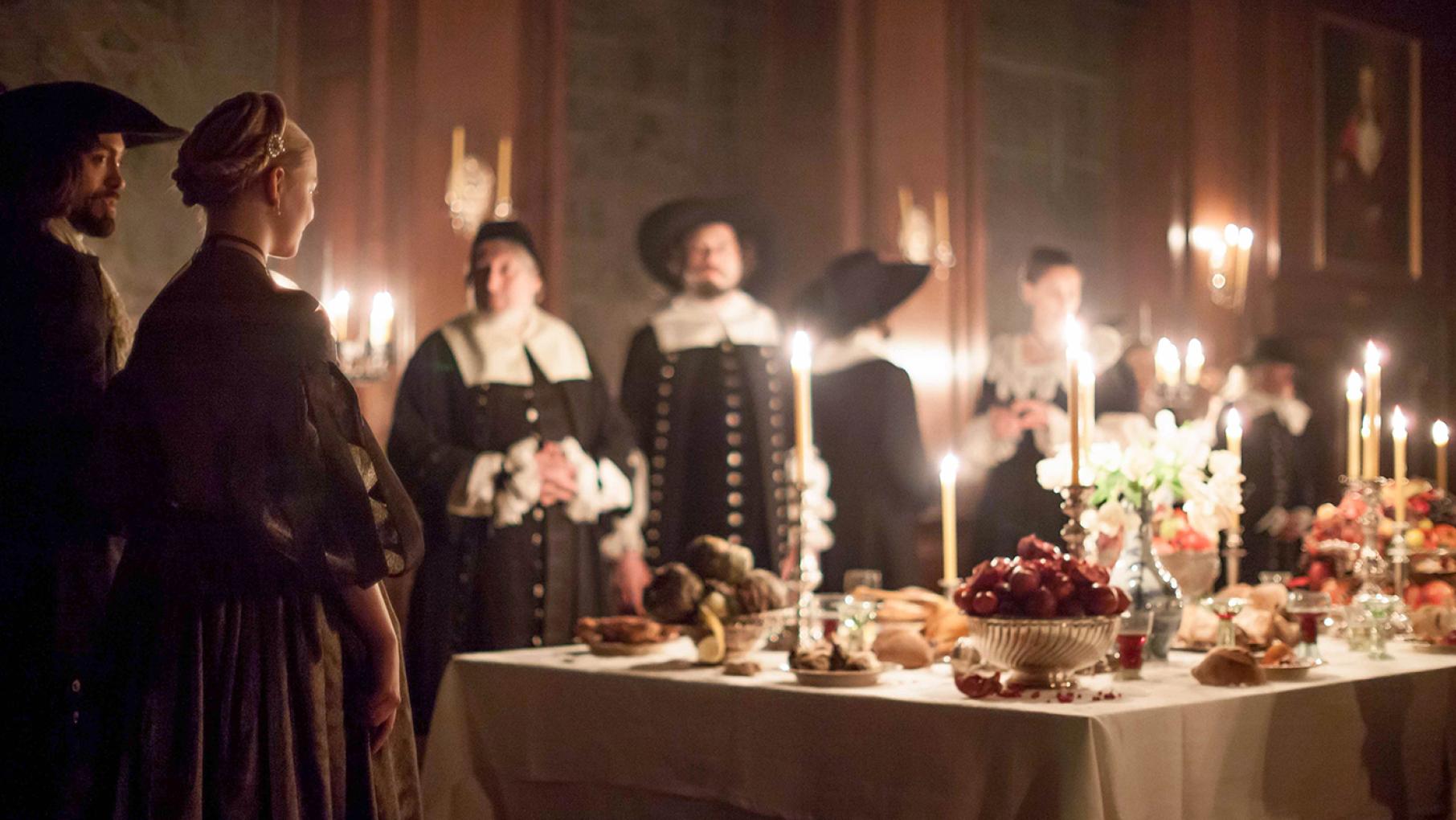 The young Nella has married into a world of extravagant wealth and cutthroat trade. Photo: The Forge/Laurence Cendrowicz for BBC and MASTERPIECE Alex Hassell as Johannes Brandt and Anya Taylor-Joy as Petronella Brandt in The Miniaturist. Photo: The Forge/Laurence Cendrowicz for BBC and MASTERPIECE