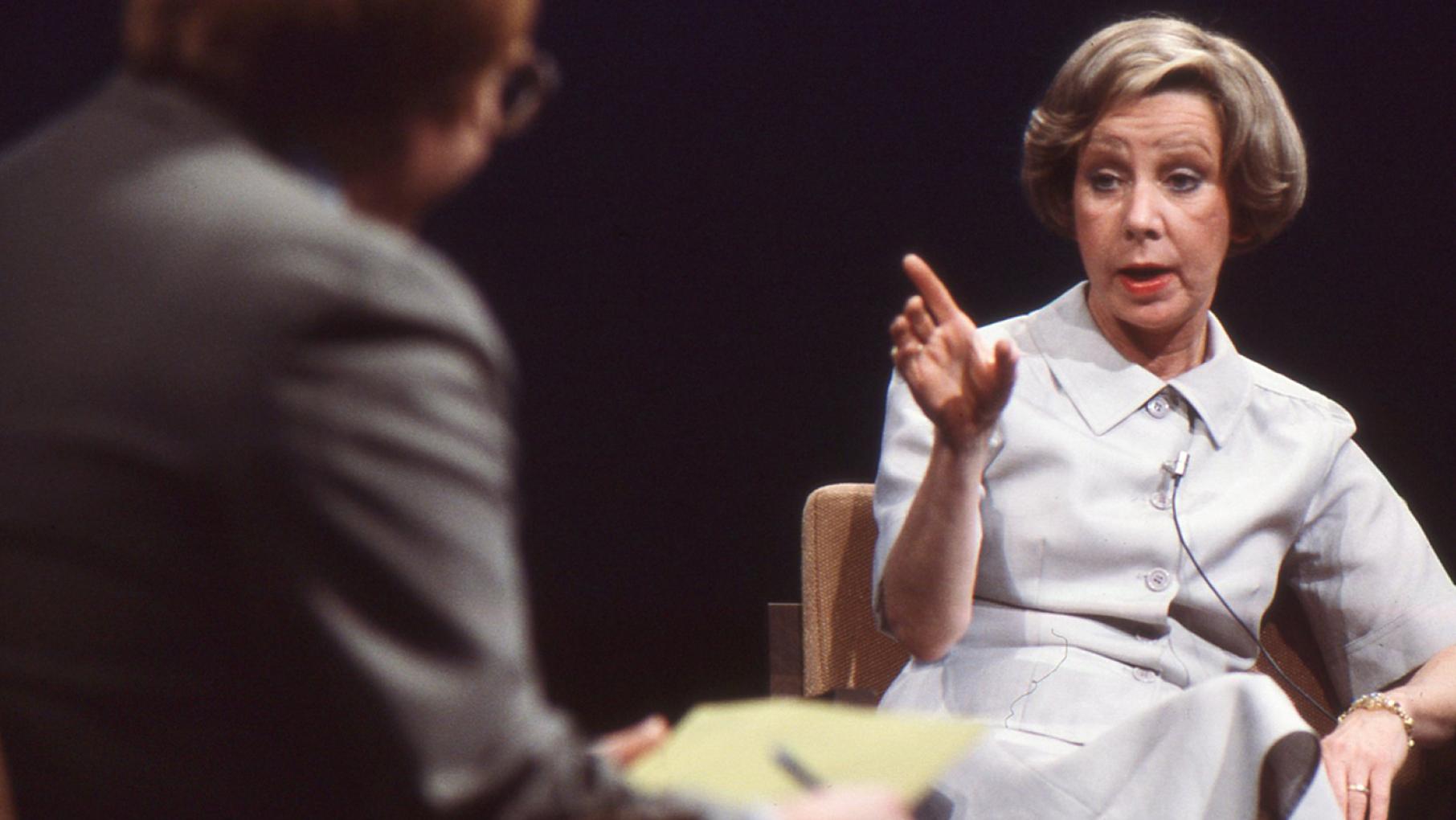 Jane Byrne at a 1979 WTTW mayoral forum. Photo: WTTW Jane Byrne at a 1979 WTTW mayoral forum
