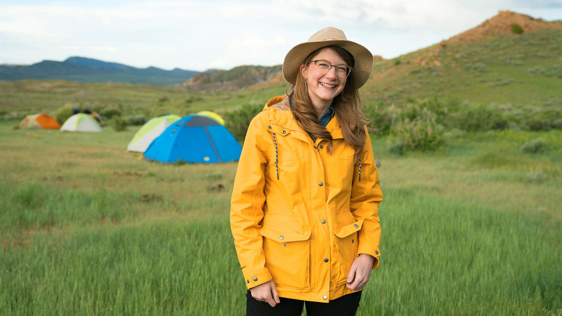 Emily Graslie, just outside Hanna, WY, Prehistoric Road Trip. Photo credit: Julie Florio and WTTW