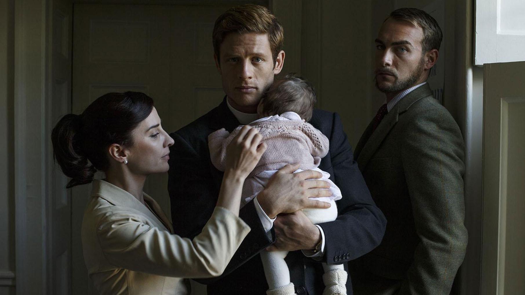 Morven Christie, James Norton, and Tom Austen in Grantchester. Photo: Colin Hutton and Kudos/ITV for MASTERPIECE