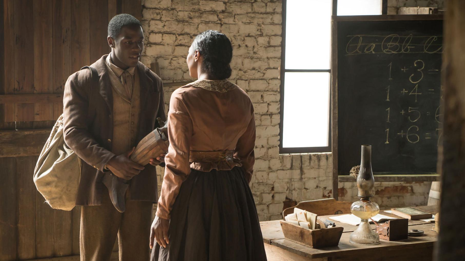 Samuel Diggs and Charlotte Jenkins on Mercy Street. (Courtesy of PBS/Erik Heinila)