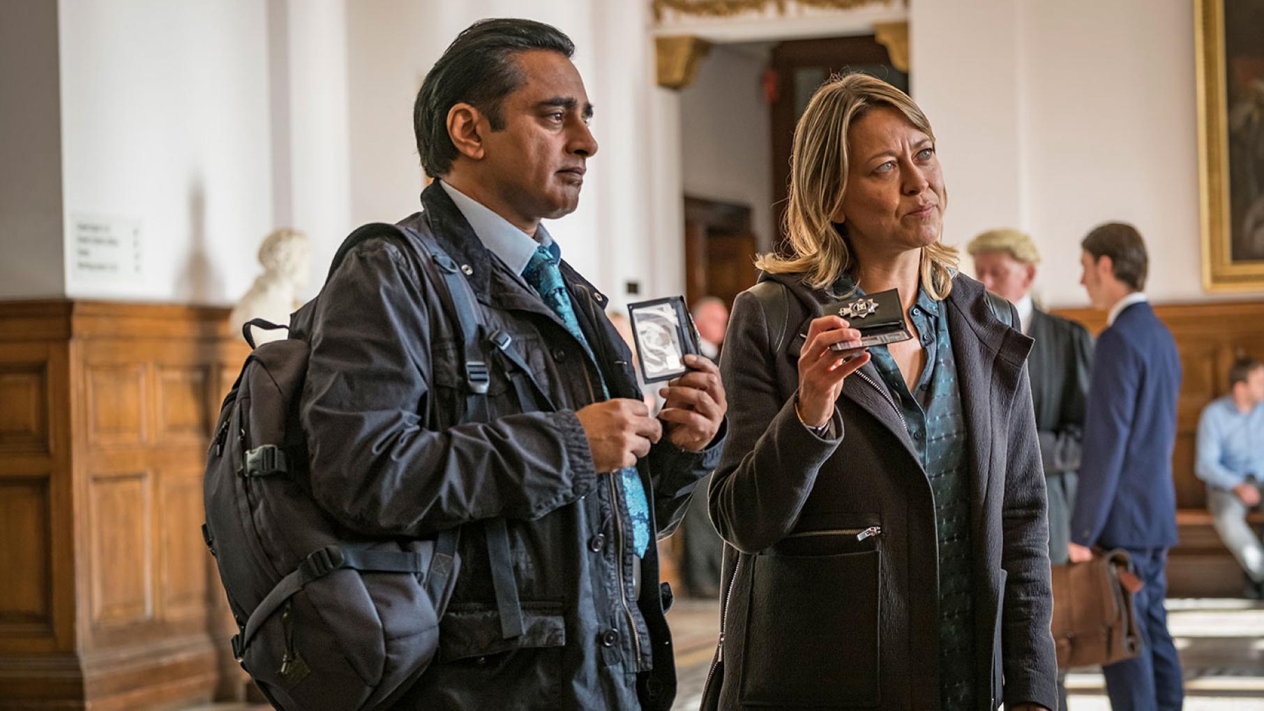Nicola Walker as DCI Cassie Stuart and Sanjeev Bhaskar as DS Sunny Khan in Unforgotten. Photo: John Rogers/Mainstreet Pictures