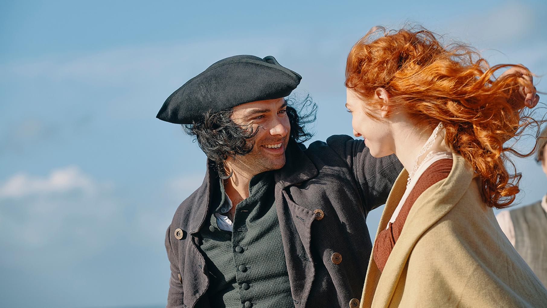 Aidan Turner as Ross and Eleanor Tomlinson as Demelza in Poldark. Photo: Mammoth Screen