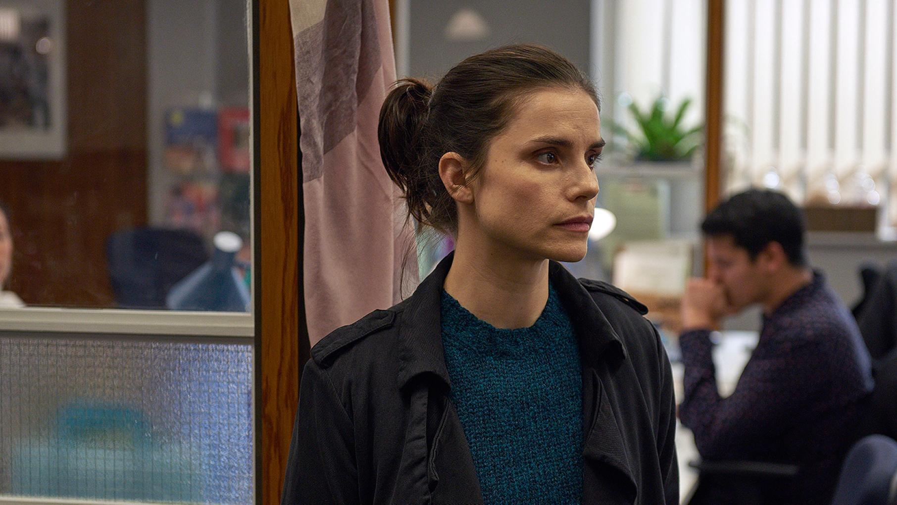 As Holly remains committed to investigating Joshua West, she begins doubting Amina's leadership. Photo: Lookout Point / Hal Shinnie Holly Evans (Charlotte Riley) in Press. Photo: Lookout Point / Hal Shinnie