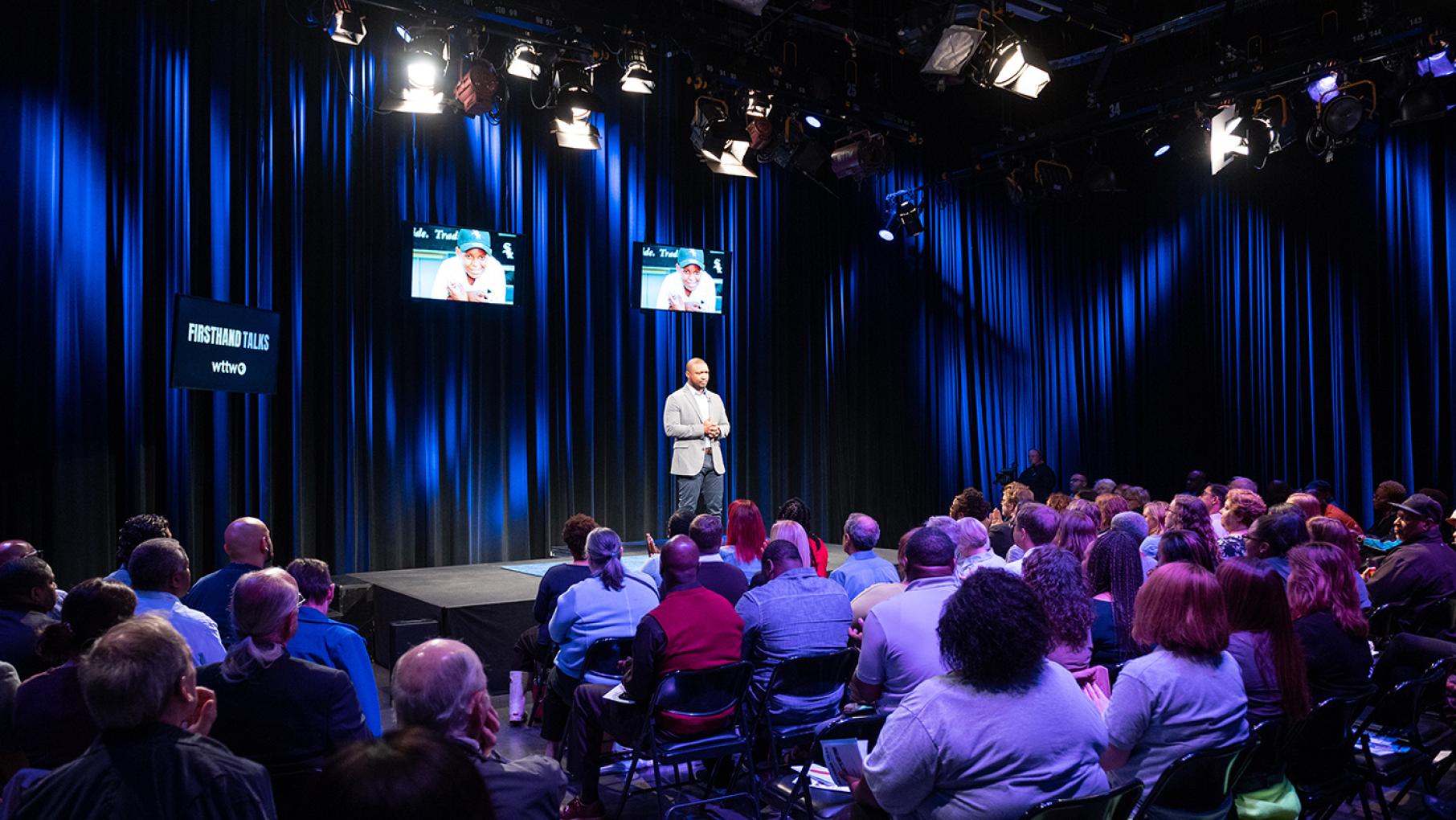 Sergeant Jermaine Harris encourages people to ask "why" when discussing solutions to gun violence. Photo: Ken Carl for WTTW Sgt. Jermaine Harris