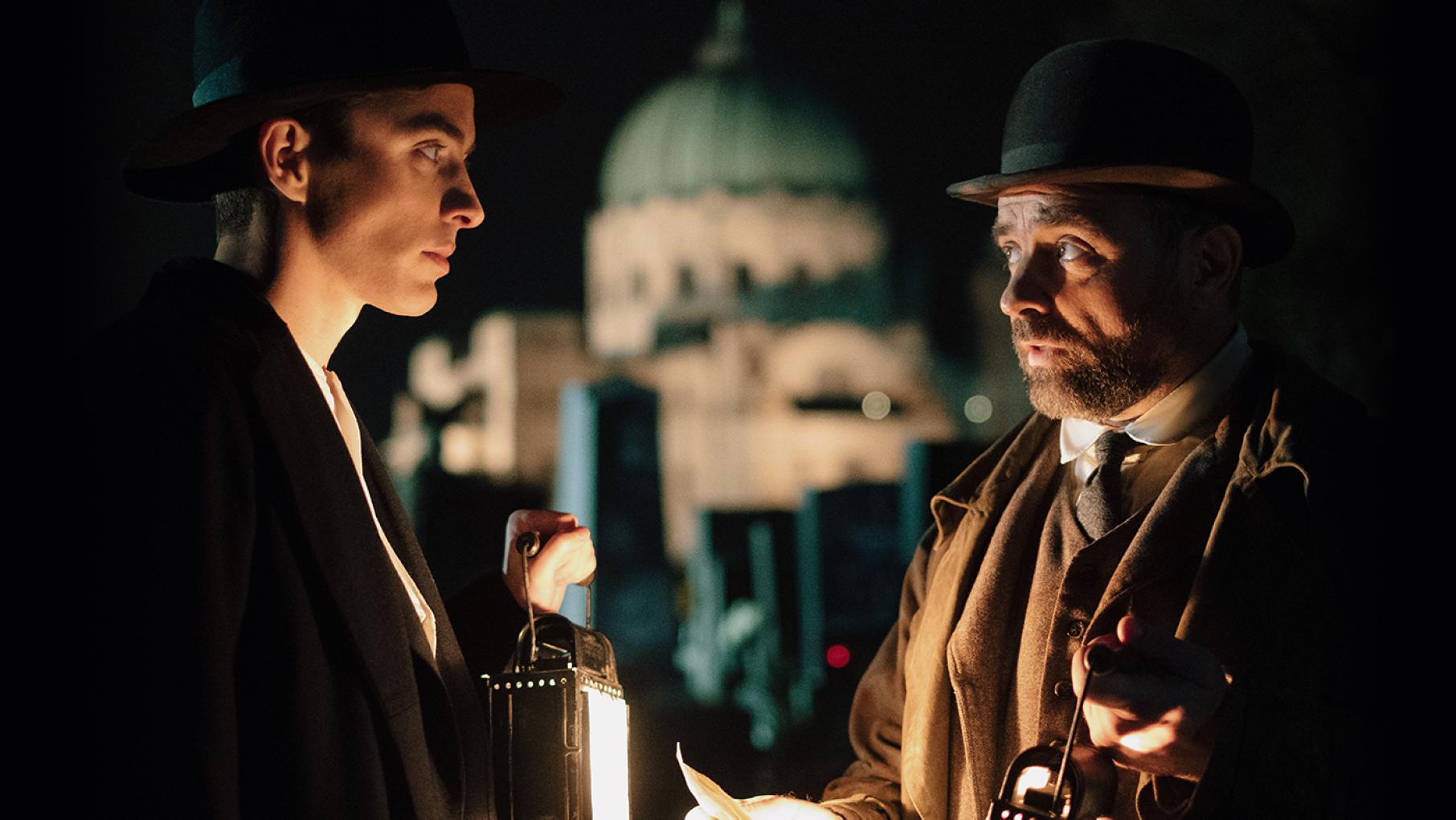 Max Liebermann and Oskar Reinhardt in Vienna's graveyard in Vienna Blood. Photo: Petro Domenigg/2019 Endor Productions/MR Film