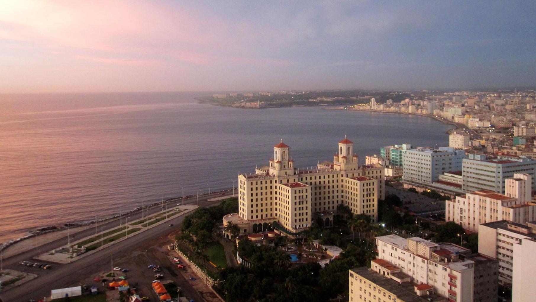 The sunset in Havana over Hotel Nacional. Photo: Simon Phillips for WTTW's 'Weekend in Havana.'