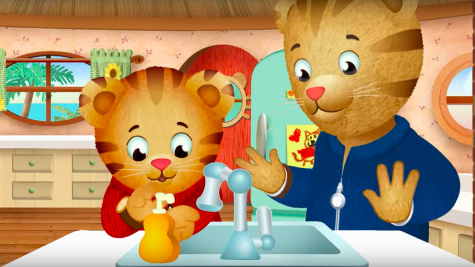 Daniel Tiger washing his hands