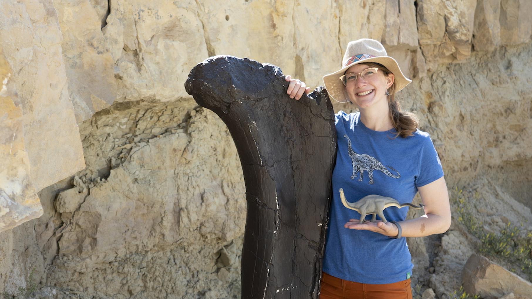 Emily Graslie at a sauropod quarry near Bozeman, MT, in 'Prehistoric Road Trip.' Photo: Julie Florio and WTTW Emily Graslie in a sauropod quarry near Bozeman, MT, in 'Prehistoric Road Trip.' Photo: Julie Florio and WTTW