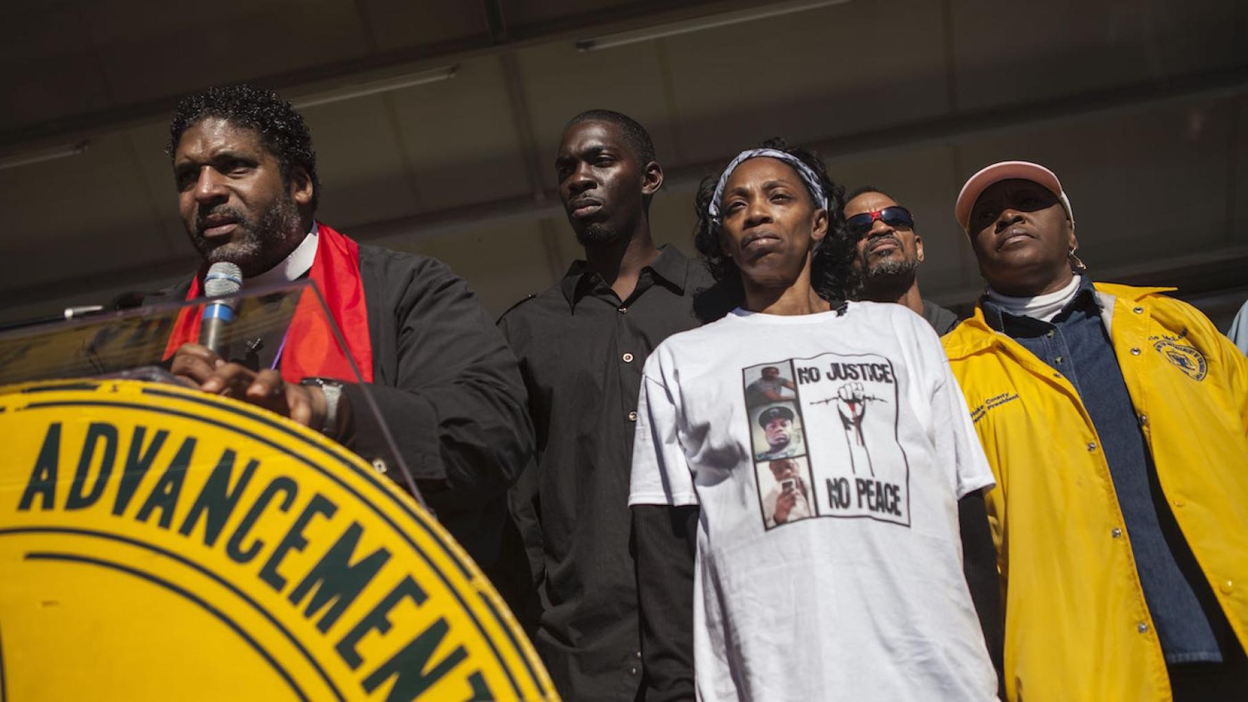 Rev. William Barber II calls for justice for Lennon Lacy at a December 2014 rally, in 'Always in Season.' Photo: Peter Eversoll Rev. William Barber II calls for justice for Lennon Lacy at a December 2014 rally. Photo: Peter Eversoll