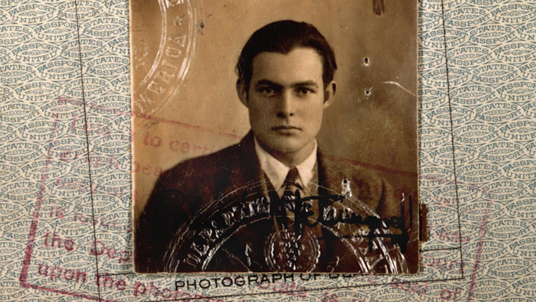 Ernest Hemingway's 1923 passport photo. Image: Ernest Hemingway Photograph Collection. John F. Kennedy Presidential Library and Museum, Boston Ernest Hemingway's 1923 passport photo. Image: Ernest Hemingway Photograph Collection. John F. Kennedy Presidential Library and Museum, Boston