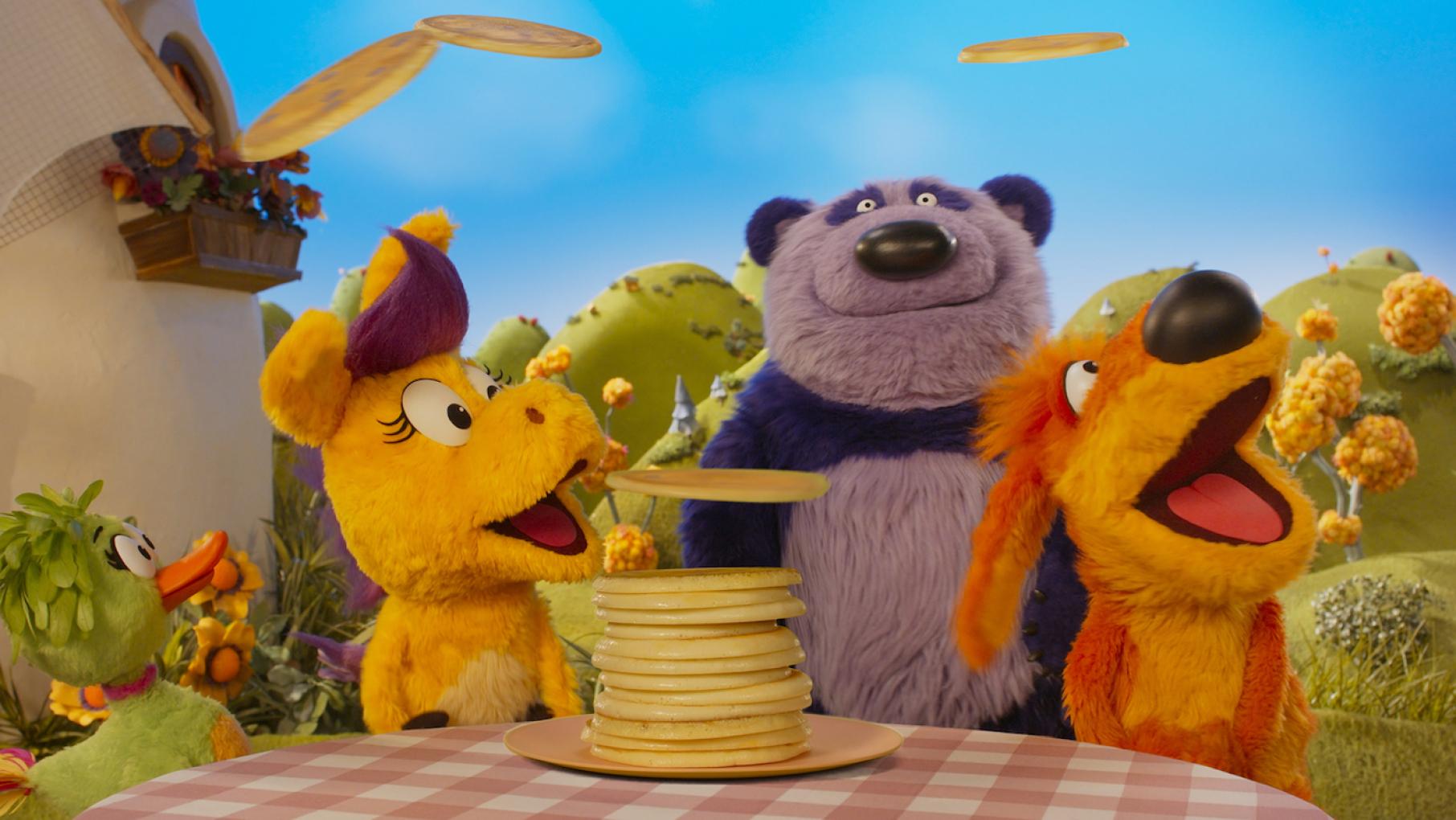 Donkey Hodie, Purple Panda, and Bob Dog. Image: Courtesy Fred Rogers Productions