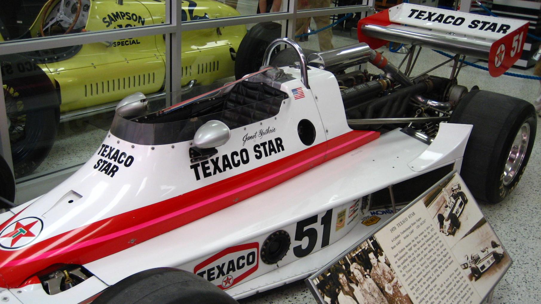 Janet Guthrie's 1978 Wildcat on display at the Indianapolis Motor Speedway Hall of Fame Museum. Photo: Wikimedia Commons/The359 Janet Guthrie's 1978 Wildcat on display at the Indianapolis Motor Speedway Hall of Fame Museum. Photo: Wikimedia Commons/The359
