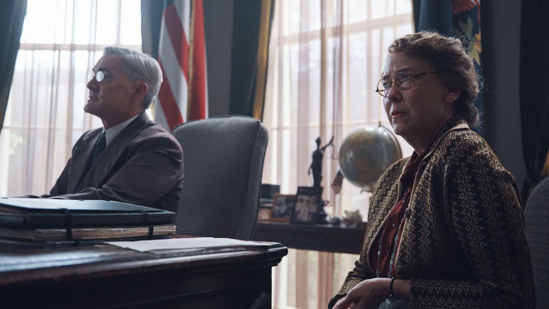 FDR and Eleanor have different views on how the United States should respond to the war in Europe. Photo: Masterpiece/Julie Vrabelová FDR and Eleanor Roosevelt in 'Atlantic Crossing'