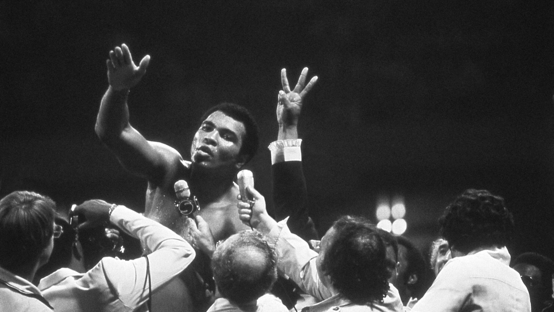 Muhammad Ali talks with the press after winning back the Heavyweight Championship for an unprecedented third time by beating Leon Spinks at the Super Dome in New Orleans, LA. September 15, 1978. Photo: Courtesy of Michael Gaffney Muhammad Ali talks with the press after winning back the Heavyweight Championship for an unprecedented third time by beating Leon Spinks at the Super Dome in New Orleans, LA. September 15, 1978. Photo: Courtesy of Michael Gaffney