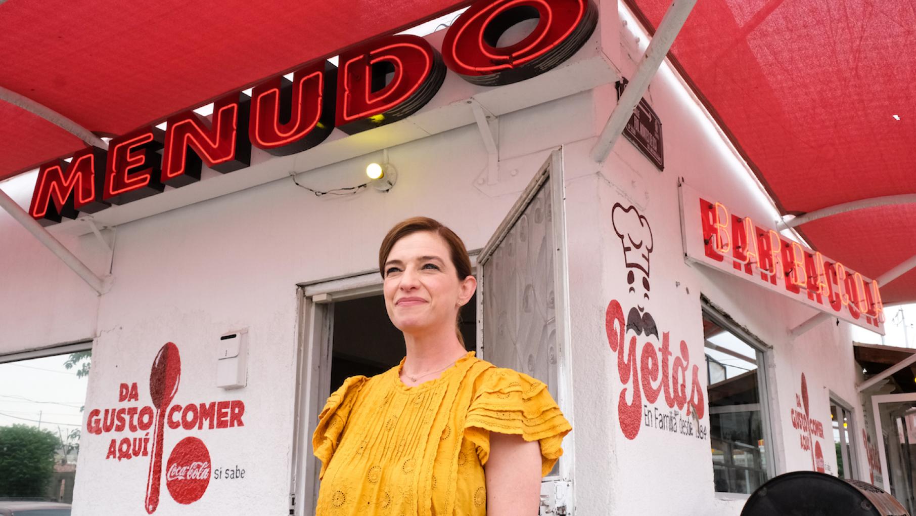 In her new special, 'La Frontera,' Pati Jinich explores the U.S.-Mexico border via food and the stories of the people who live there. Photo: Alan Jinich/Mexican Table Pati Jinich at Yeto's Menuderia in Juarez, Mexico. Photo: Alan Jinich/Mexican Table
