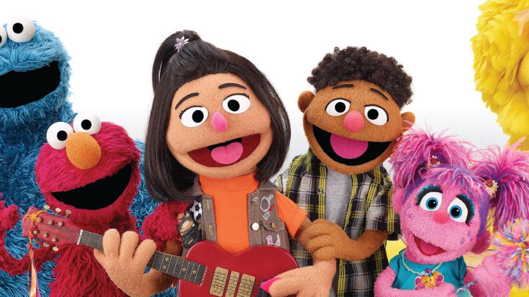 Cookie Monster, Elmo, Ji-Young, Tamir, Abby Cadabby, and Big Bird. Image: Sesame Workshop