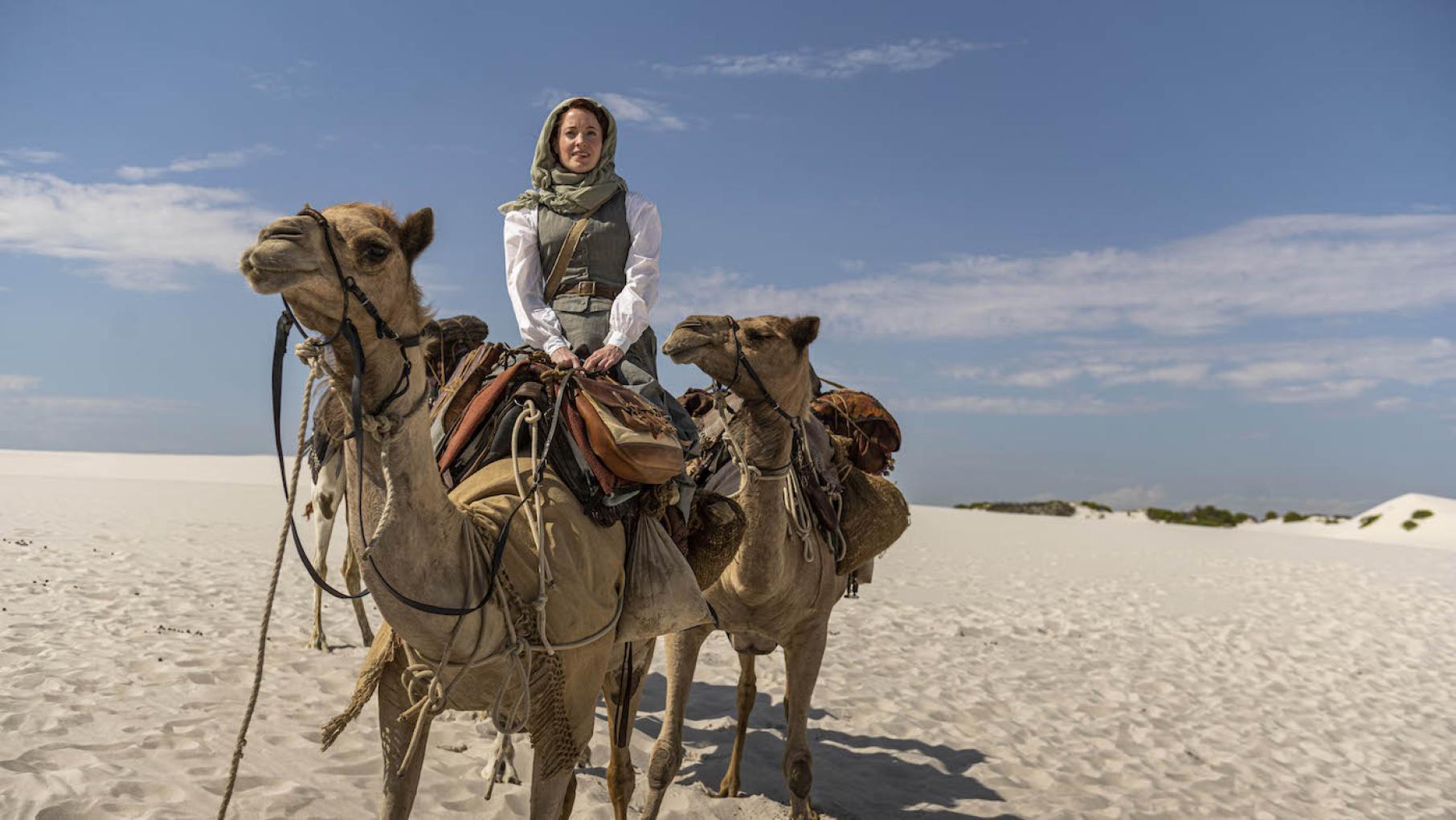 Fix learns about her father's past while traveling with an unexpected companion. Photo: Joe Alblas - © Slim 80 Days / Federation Entertainment / Peu Communications / ZDF / Be-Films / RTBF (télévision belge) Abigail Fix rides a camel in 'Around the World in 80 Days.' Photo: Joe Alblas - © Slim 80 Days / Federation Entertainment / Peu Communications / ZDF / Be-Films / RTBF (télévision belge)