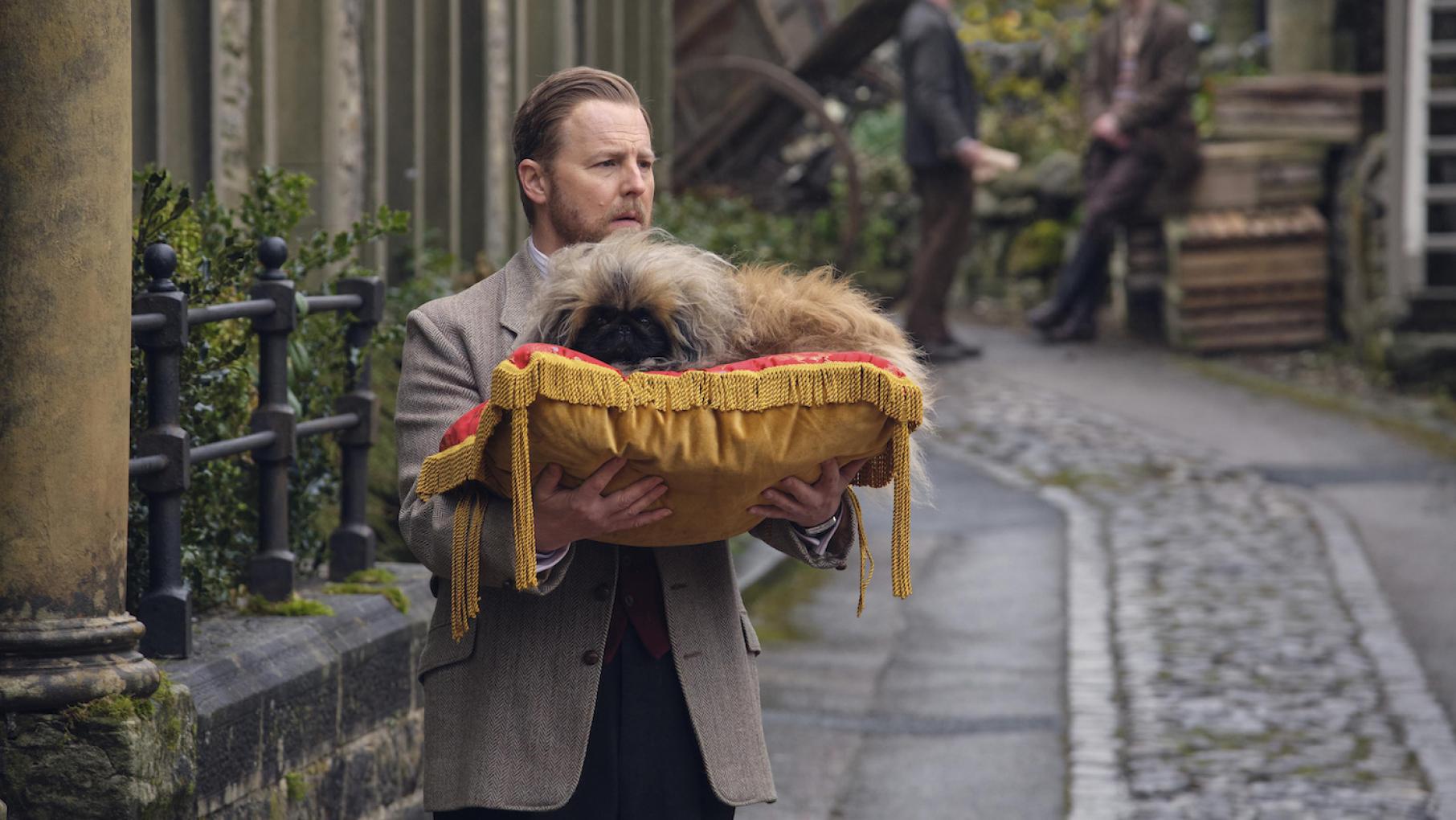 Siegfried with Tricki-Woo in All Creatures Great and Small. Photo: Playground Television