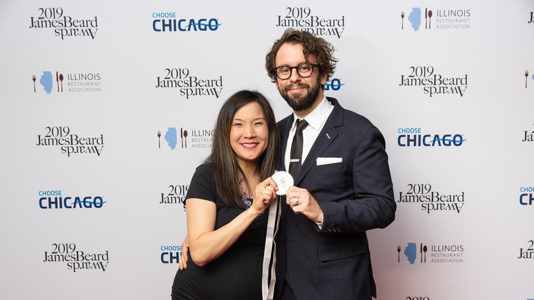 Beverly Kim and Johnny Clark's Parachute is up for a James Beard Award for Outstanding Restaurant. Photo: Galdo Photography Beverly Kim and Johnny Clark at the 2019 James Beard Awards. Photo: Galdo Photography