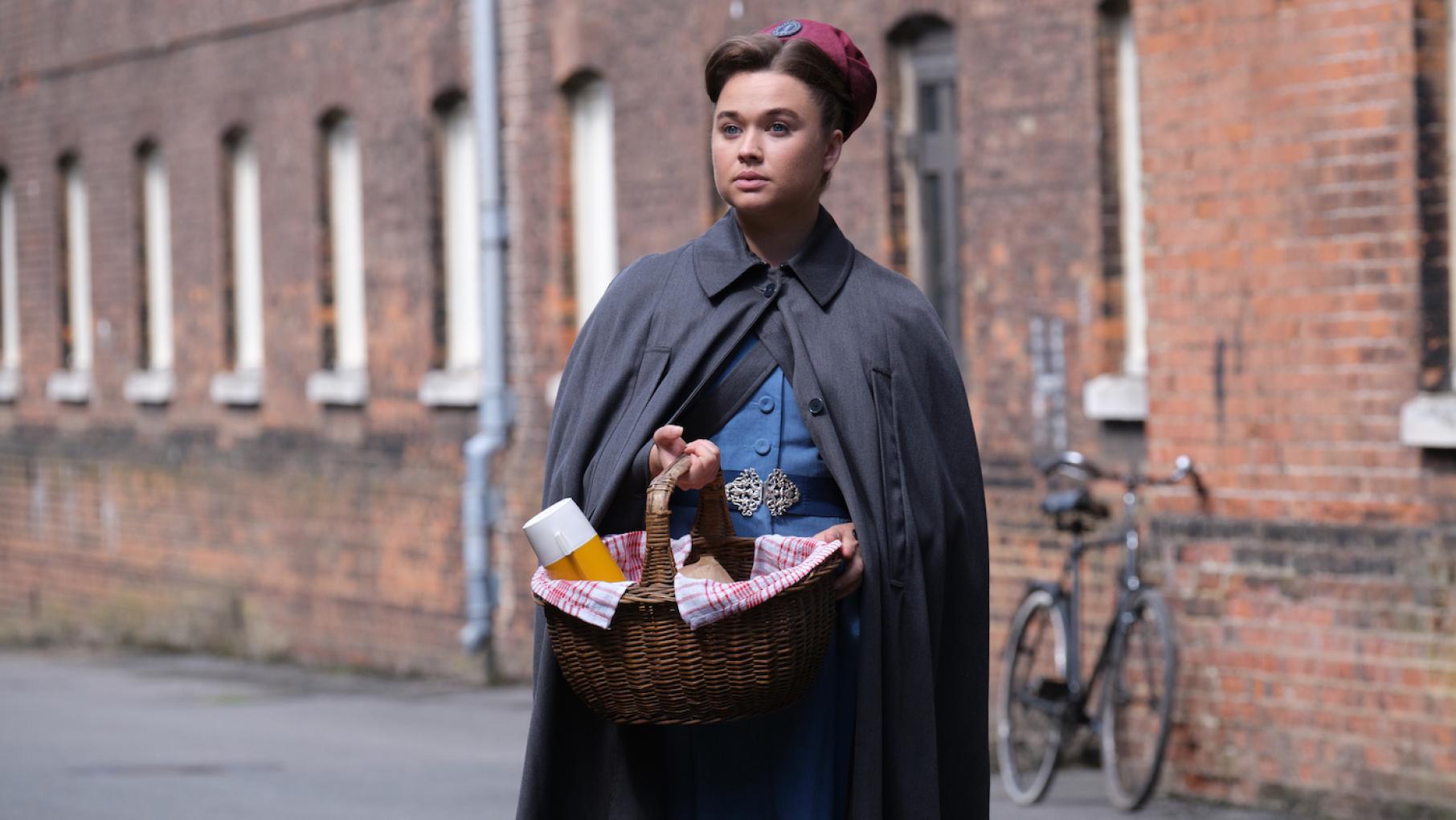 Nancy befriends a homeless man and struggles with how to help him. Photo: Neal Street Production Nancy Corrigan in Call the Midwife. Photo: Neal Street Production